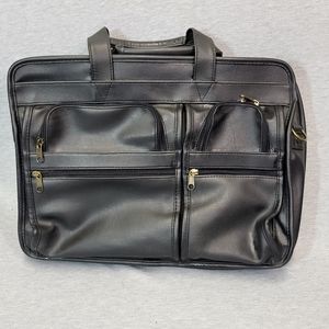 Black leather attache case, briefcase, computer bag